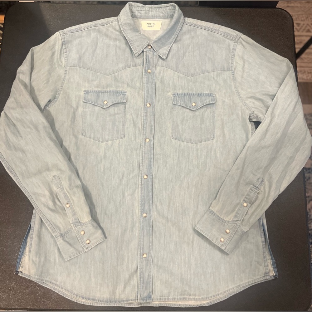 Austin Post Daybreak Denim Western Shirt Big Sky 100% Cotton Post Malone $198